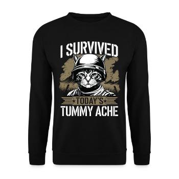 Tummy Ache Survivor I Survived Today's Tummy Ache - Unisex Pullover - Schwarz - Vorne - Alina (178cm) & Michal (187cm)