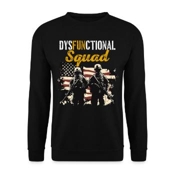 Dysfunktionaler Veteran Dysfunctional Squad - Unisex Pullover - Schwarz - Vorne - Alina (178cm) & Michal (187cm)