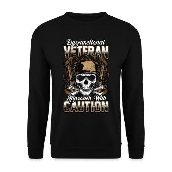 Dysfunktionaler Veteran - Unisex Pullover - Schwarz - Vorne - Alina (178cm) & Michal (187cm)