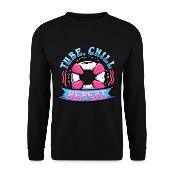 River Tubing Inner Tubing Tube Chill Repeat - Unisex Pullover - Schwarz - Vorne - Alina (178cm) & Michal (187cm)