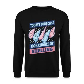Muschelsammler 100% Chance Of Shelling - Unisex Pullover - Schwarz - Vorne - Alina (178cm) & Michal (187cm)