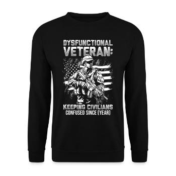 Dysfunktionaler Veteran - Unisex Pullover - Schwarz - Vorne - Alina (178cm) & Michal (187cm)