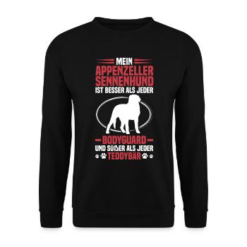 Mountain Dog protects me Appenzeller Mountain Dog - Unisex Sweatshirt - black - Front - Alina (178cm) & Michal (187cm)