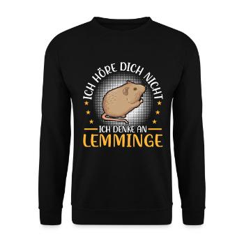 Lemming Vole Think of Lemming - Unisex Sweatshirt - black - Front - Alina (178cm) & Michal (187cm)
