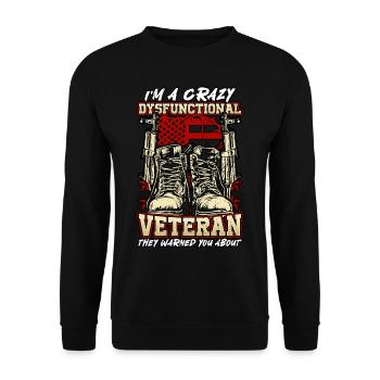 Dysfunktionaler Veteran They Warned You About - Unisex Pullover - Schwarz - Vorne - Alina (178cm) & Michal (187cm)