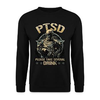 Dysfunktionaler Veteran Please Take Several Drink - Unisex Pullover - Schwarz - Vorne - Alina (178cm) & Michal (187cm)