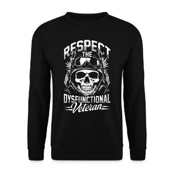 Respect The Dysfunktionaler Veteran - Unisex Pullover - Schwarz - Vorne - Alina (178cm) & Michal (187cm)