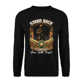 Dysfunktionaler Veteran - Unisex Pullover - Schwarz - Vorne - Alina (178cm) & Michal (187cm)
