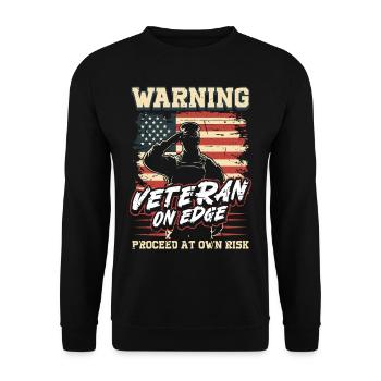 Dysfunktionaler Veteran Proceed At Own Risk - Unisex Pullover - Schwarz - Vorne - Alina (178cm) & Michal (187cm)