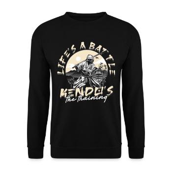 Kendo Japanische Kampfsportarten Life's A Battle - Unisex Pullover - Schwarz - Vorne - Alina (178cm) & Michal (187cm)