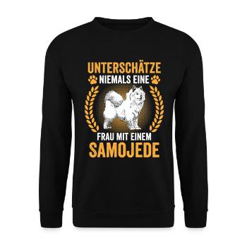 Samoyed Samoyed Spitz Woman with Samoyed - Unisex Sweatshirt - black - Front - Alina (178cm) & Michal (187cm)