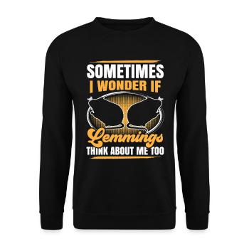 Lemmings Thinking of Me Vole Lemming - Unisex Sweatshirt - black - Front - Alina (178cm) & Michal (187cm)