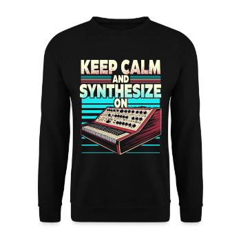 Synthesizer Synth Keep Calm And Synthesize On - Unisex Pullover - Schwarz - Vorne - Alina (178cm) & Michal (187cm)