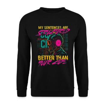 Computerlinguist Sentences Are Better Than Code - Unisex Pullover - Schwarz - Vorne - Alina (178cm) & Michal (187cm)