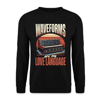 Synthesizer Waveforms Are My Love Language - Unisex Pullover - Schwarz - Vorne - Alina (178cm) & Michal (187cm)