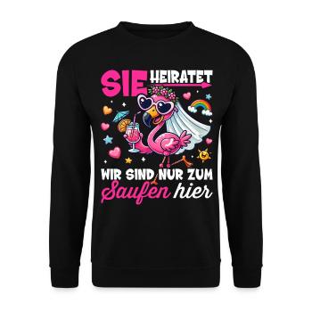 Junggesellenabschied Frauen Shirt JGA Polterabend - Unisex Pullover - Schwarz - Vorne - Alina (178cm) & Michal (187cm)
