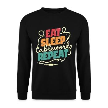 Audiovisueller Techniker Eat Sleep Cablework - Unisex Pullover - Schwarz - Vorne - Alina (178cm) & Michal (187cm)