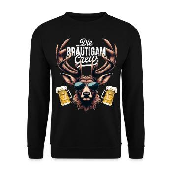 Junggesellenabschied Männer T-Shirt JGA Poltern - Unisex Pullover - Schwarz - Vorne - Alina (178cm) & Michal (187cm)