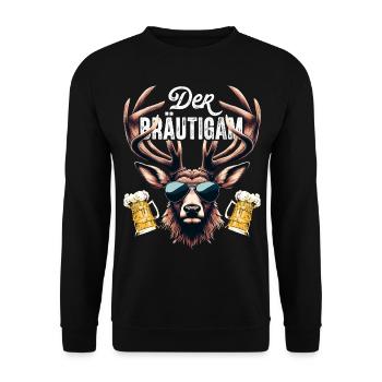 Bräutigam T-Shirt JGA Männer Junggesellenabschied - Unisex Pullover - Schwarz - Vorne - Alina (178cm) & Michal (187cm)
