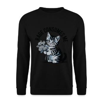Rage Consumes Me Cat - Unisex Pullover - Schwarz - Vorne - Alina (178cm) & Michal (187cm)