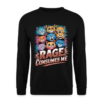 Rage Consumes Me Cat - Unisex Sweatshirt - black - Front - Alina (178cm) & Michal (187cm)