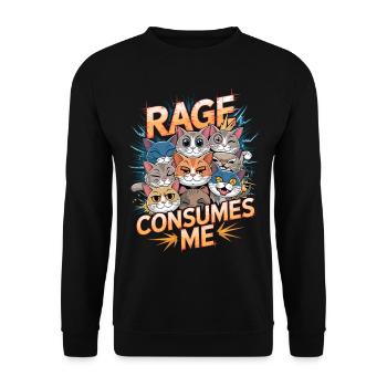 Rage Consumes Me Cat - Unisex Pullover - Schwarz - Vorne - Alina (178cm) & Michal (187cm)