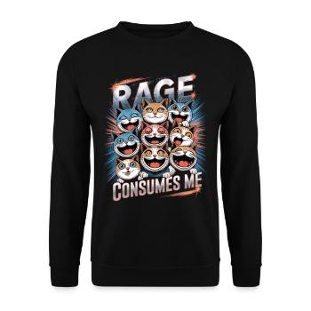 Rage Consumes Me Cat - Unisex Sweatshirt - black - Front - Alina (178cm) & Michal (187cm)