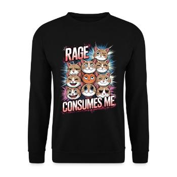 Rage Consumes Me Cat - Unisex Sweatshirt - black - Front - Alina (178cm) & Michal (187cm)