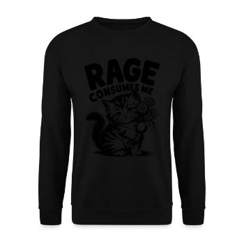 Rage Consumes Me Cat - Unisex Pullover - Schwarz - Vorne - Alina (178cm) & Michal (187cm)