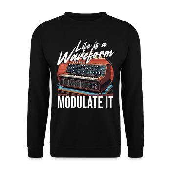 Synthesizer Life Is A Waveform Modulate It - Unisex Sweatshirt - black - Front - Alina (178cm) & Michal (187cm)