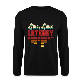 Audiovisueller Techniker AV Tech Live Love Latency - Unisex Pullover - Schwarz - Vorne - Alina (178cm) & Michal (187cm)