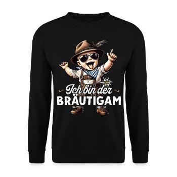 Bräutigam T-Shirt JGA Männer Junggesellenabschied - Unisex Pullover - Schwarz - Vorne - Alina (178cm) & Michal (187cm)