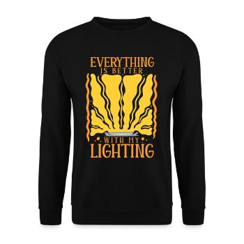 Lighting Technician Everything Is Better With Lighting - Unisex Sweatshirt - black - Front - Alina (178cm) & Michal (187cm)