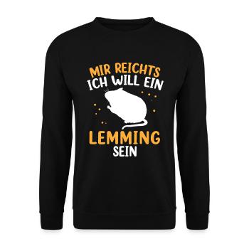 Wants a lemming to be a vole Lemming - Unisex Sweatshirt - black - Front - Alina (178cm) & Michal (187cm)