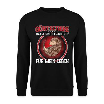 Gürteltier Haare Spruch Riesengürteltier - Unisex Pullover - Schwarz - Vorne - Alina (178cm) & Michal (187cm)