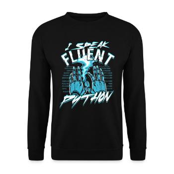 Informatiker I Speak Fluent Python - Unisex Sweatshirt - black - Front - Alina (178cm) & Michal (187cm)