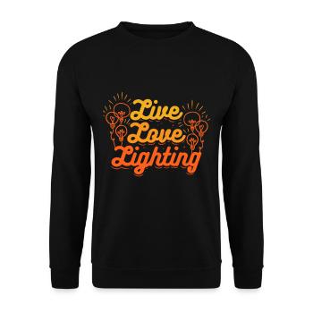 Lighting technician Live Love Lighting - Unisex Sweatshirt - black - Front - Alina (178cm) & Michal (187cm)
