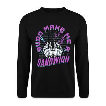 Informatiker Sudo Make Me A Sandwich - Unisex Pullover - Schwarz - Vorne - Alina (178cm) & Michal (187cm)