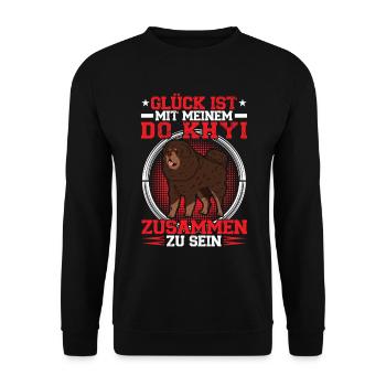 At my Do Khyi his Tibetan mastiff Tibetan Mastiff - Unisex Sweatshirt - black - Front - Alina (178cm) & Michal (187cm)