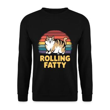 Rolling Fatty Cat Animal Funny Cat - Unisex Sweatshirt - black - Front - Alina (178cm) & Michal (187cm)