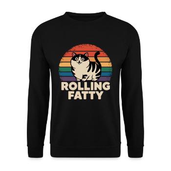 Rolling Fatty Cat Animal Funny Cat - Unisex Sweatshirt - black - Front - Alina (178cm) & Michal (187cm)