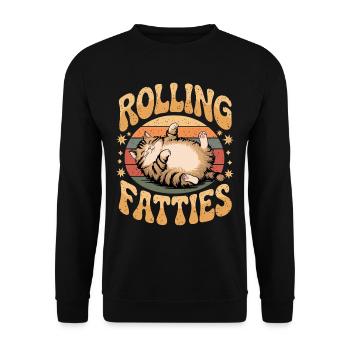 Rolling Fatty Cat Animal Funny Cat - Unisex Sweatshirt - black - Front - Alina (178cm) & Michal (187cm)