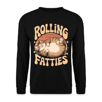 Rolling Fatty Cat Animal Funny Cat - Unisex Sweatshirt - black - Front - Alina (178cm) & Michal (187cm)