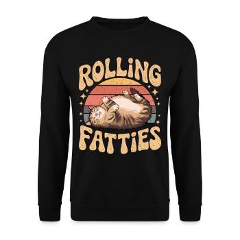 Rolling Fatty Cat Animal Funny Cat - Unisex Sweatshirt - black - Front - Alina (178cm) & Michal (187cm)