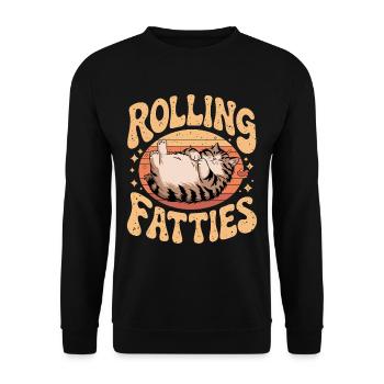 Rolling Fatty Cat Animal Funny Cat - Unisex Sweatshirt - black - Front - Alina (178cm) & Michal (187cm)