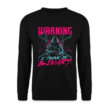 Computer Scientist Warning I Think In Binary - Unisex Sweatshirt - black - Front - Alina (178cm) & Michal (187cm)