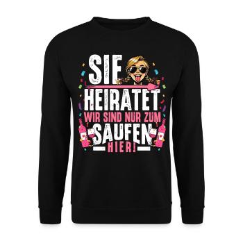 JGA Frauen T-Shirt Junggesellenabschied Frauen JGA - Unisex Pullover - Schwarz - Vorne - Alina (178cm) & Michal (187cm)