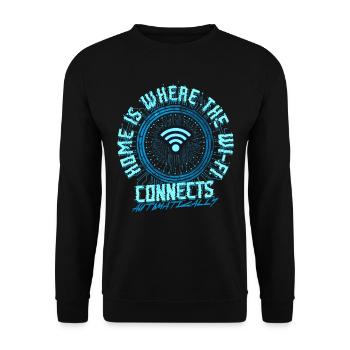 Computer Scientist Home Is Wi-Fi Connects Automatically - Unisex Sweatshirt - black - Front - Alina (178cm) & Michal (187cm)