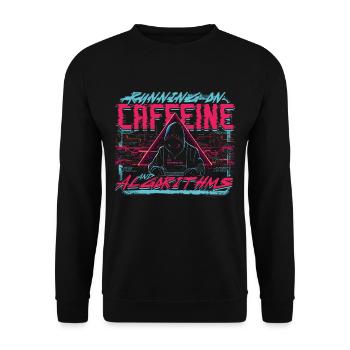 Bioinformatiker Running On Caffeine And Algorithms - Unisex Pullover - Schwarz - Vorne - Alina (178cm) & Michal (187cm)