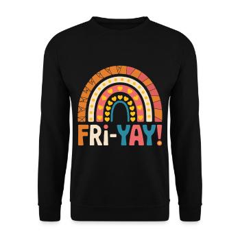 Friyay Happy Freitag Fri Yay Lehrer - Unisex Pullover - Schwarz - Vorne - Alina (178cm) & Michal (187cm)